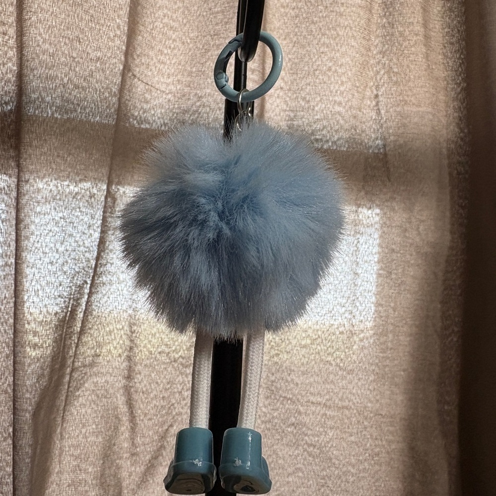 Cute Blue Fluffy Keychain with Eyes - Picture 2 of 2
